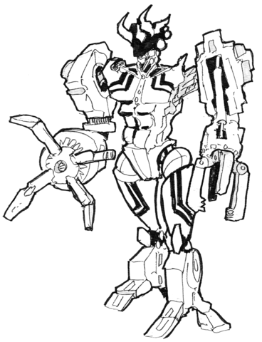 Sci Fi Robot   Industrial Military Bot Coloring Page